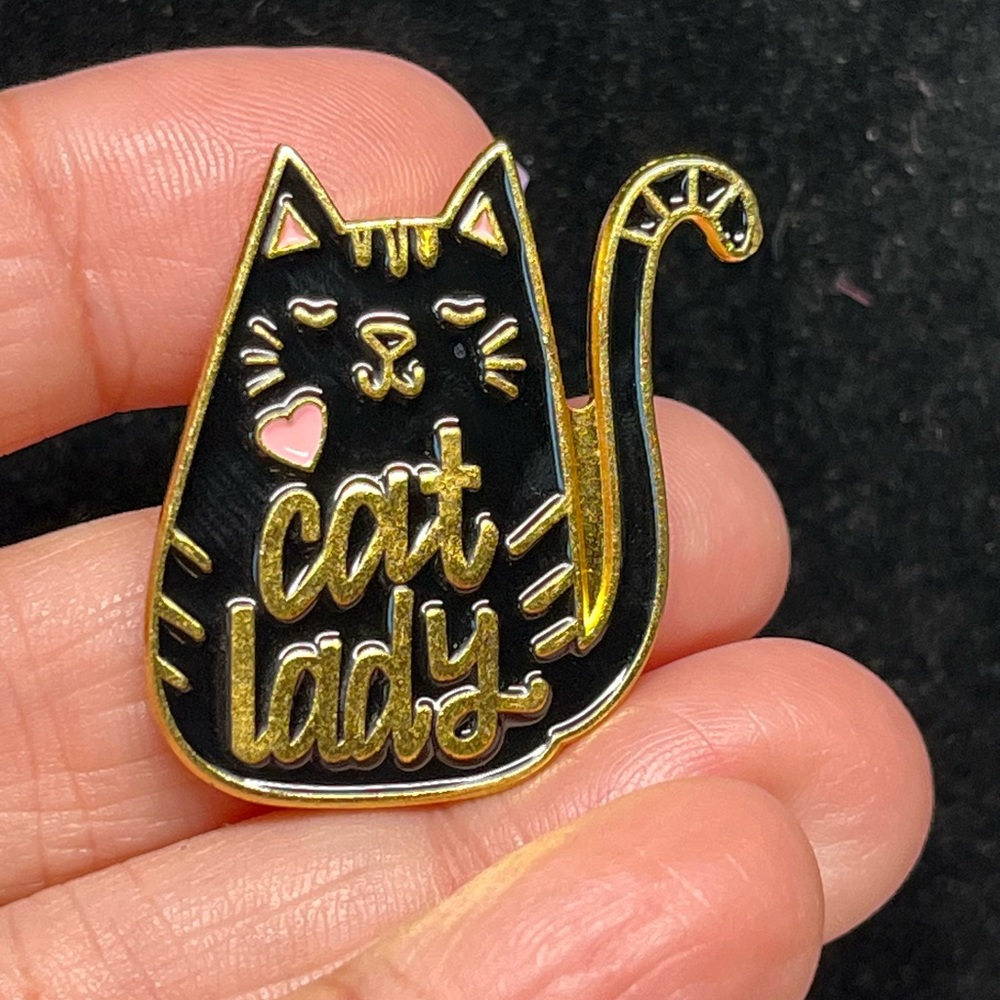 Crazy cat lady? Or just a cat lover? lapel pin -enamel NWOT